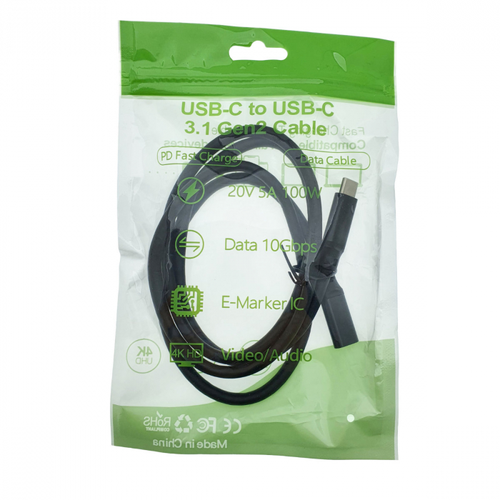 Cablu premium prelungitor USB 3.1 Gen 2 tip C tata la USB tip C mama, 100 cm, Revolution 106, PD, 20V 5A 100W, 10 Gbps, carcasa aluminiu, negru [6]