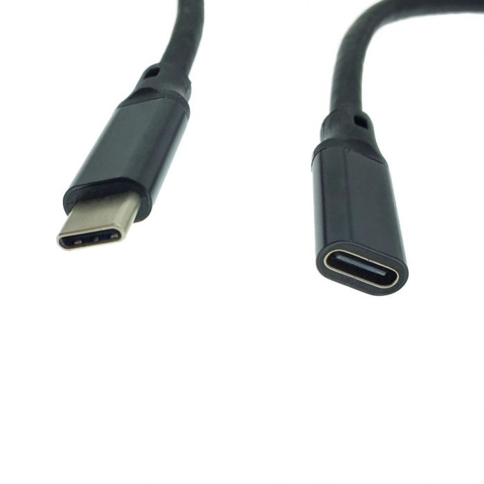 Cablu premium prelungitor USB 3.1 Gen 2 tip C tata la USB tip C mama, 100 cm, Revolution 106, PD, 20V 5A 100W, 10 Gbps, carcasa aluminiu, negru [2]