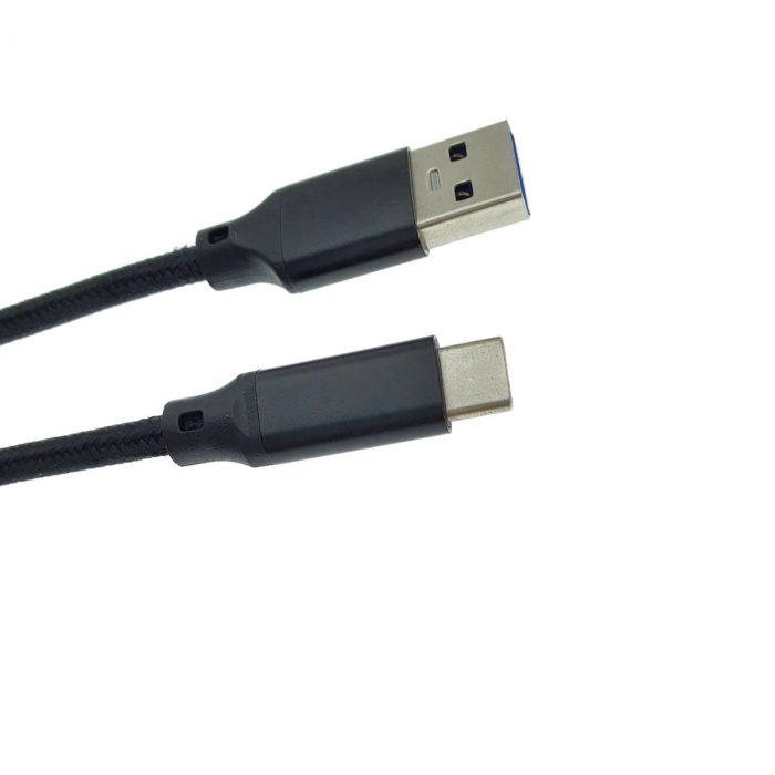 Cablu premium USB 3.0 tata la USB 3.0 tip C tata, 100 cm, Revolution 100, PD, 5A , 100W, invelis textil, carcasa aluminiu, negru [5]