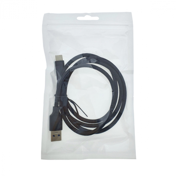 Cablu premium USB 3.0 tata la USB 3.0 tip C tata, 100 cm, Revolution 100, PD, 5A , 100W, invelis textil, carcasa aluminiu, negru [6]