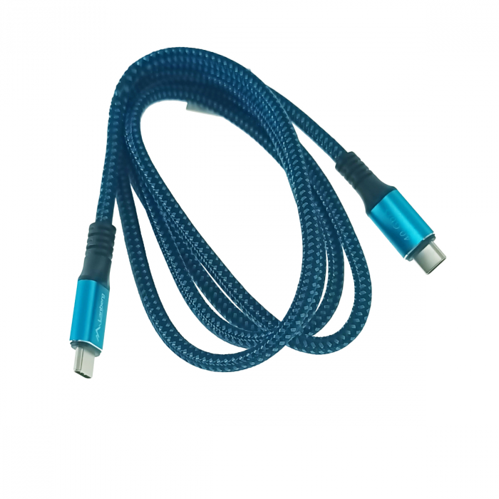 Cablu premium USB tip C v.4.0, tata-tata, 1.2m, Lanberg 43674, PD 100W, 5K@60HZ, 40Gbps, negru-albastru [1]