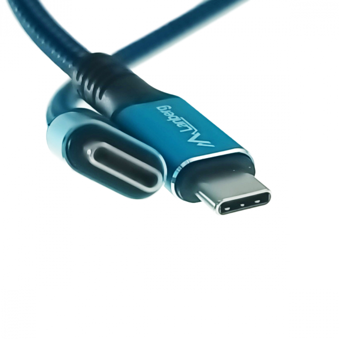 Cablu premium USB tip C v.4.0, tata-tata, 1.2m, Lanberg 43674, PD 100W, 5K@60HZ, 40Gbps, negru-albastru [3]