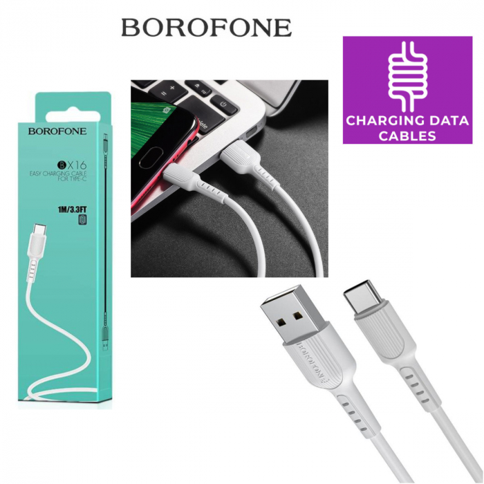 Cablu Date Micro Usb Borofone BX16 Easy 2A 1m, alb [5]