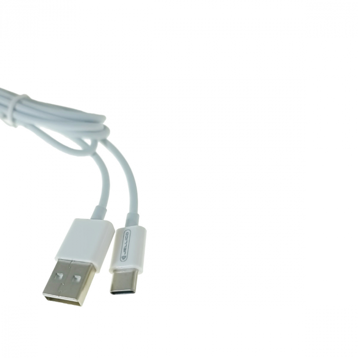 Cablu prevazut cu conectori USB tata si USB tip C, Jellico B1, 3.1A, lungime 1m, alb [5]