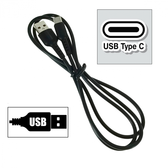 Cablu prevazut cu conectori USB tata si USB tip C tata, Borofone BX16 Easy 09947, lungime 1m, negru [2]