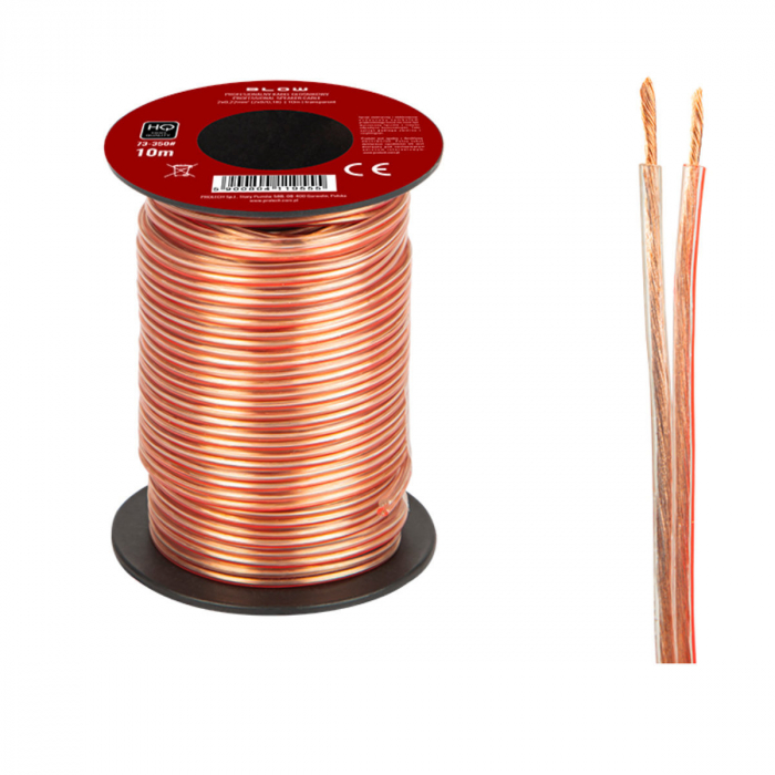 Cablu profesional audio pentru difuzoare, Blow 11955, 2x0.22mm, lungime 10m, transparent [2]