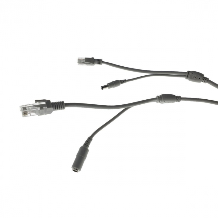 Cablu retea 10m pentru camera IP CCTV NVR, UTP Cat.5/5e, mufat 2XRJ45 si cablu alimentare mufat 2X2.1x5.5mm, gri [2]