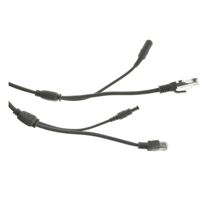 Cablu retea 20m pentru camera IP CCTV NVR, UTP Cat.5/5e, mufat 2XRJ45 si cablu alimentare mufat 2X2.1x5.5mm, gri [3]