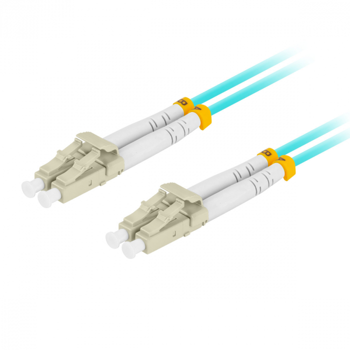 Cablu retea fibra optica cu lungime 1 m si conectori LC/UPC-LC/UPC, Lanberg Z32327, MM, DUPLEX 3.0MM OM3 50/125 LSZH, albastru [2]
