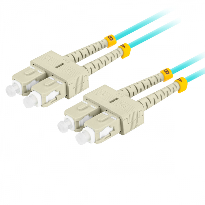 Cablu retea fibra optica cu lungime 1 m si conectori SC/UPC-SC/UPC, Lanberg Z43326, MM, DUPLEX 3.0MM OM3 50/125 LSZH, albastru [4]