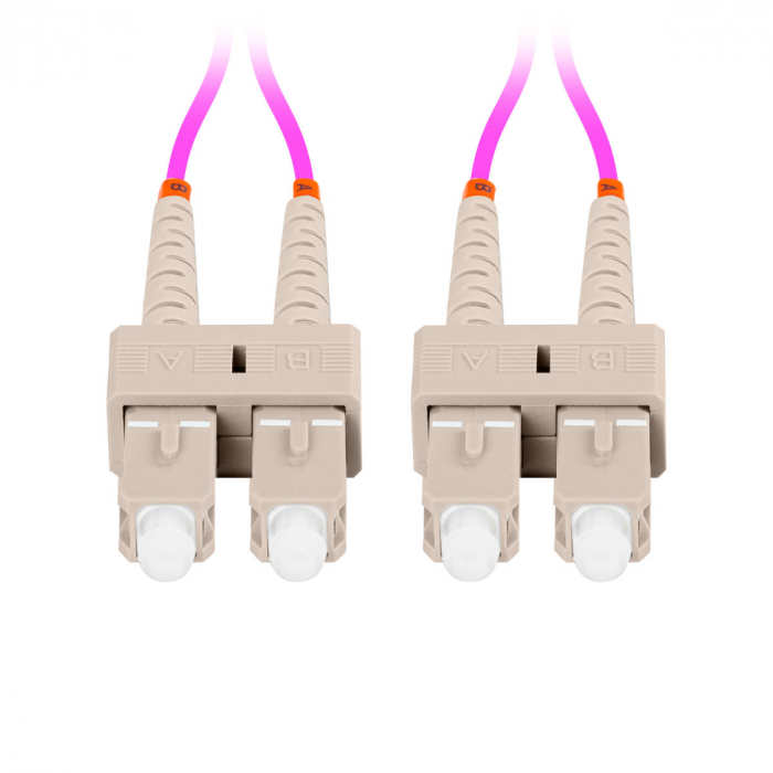 Cablu retea fibra optica cu lungime 1 m si conectori SC/UPC-SC/UPC, Lanberg Z43330, MM, DUPLEX 3.0MM OM4 50/125 LSZH, violet [2]