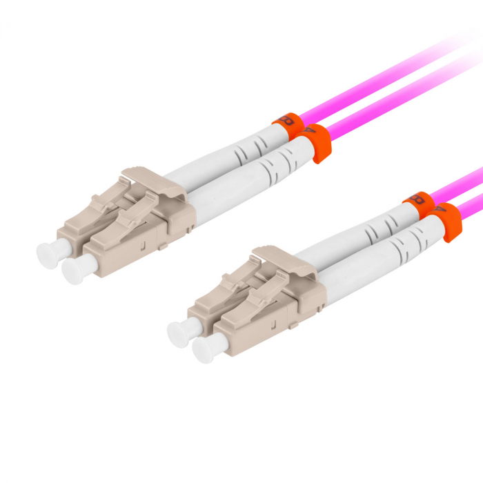Cablu retea fibra optica cu lungime 2 m si conectori LC/UPC-LC/UPC, Lanberg Z32332, MM, DUPLEX 3.0MM OM4 50/125 LSZH, violet [2]