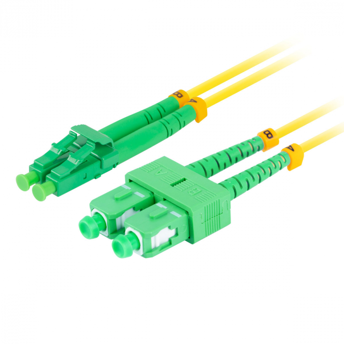 Cablu retea fibra optica cu lungime 2 m si conectori SC/APC-LC/APC, Lanberg Z43314, SM, DUPLEX 3.0MM G657A1 LSZH, galben [4]