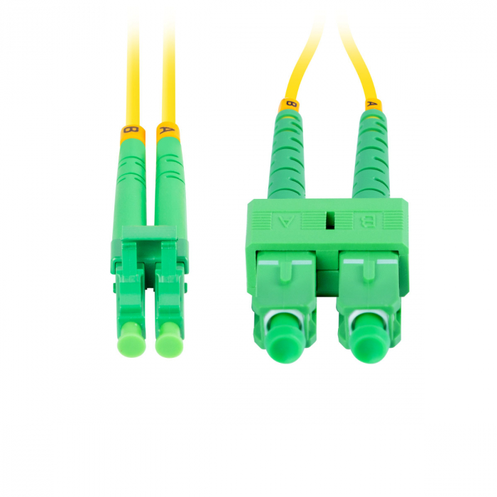 Cablu retea fibra optica cu lungime 2 m si conectori SC/APC-LC/APC, Lanberg Z43314, SM, DUPLEX 3.0MM G657A1 LSZH, galben [2]