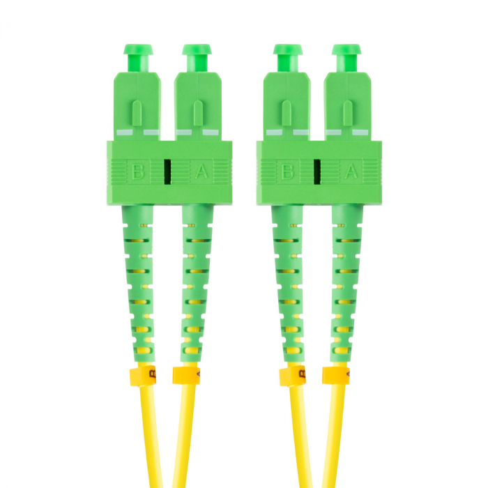 Cablu retea fibra optica cu lungime 2 m si conectori SC/APC-SC/APC, Lanberg Z43093, SM, DUPLEX 3.0MM G657A1 LSZH, galben [1]