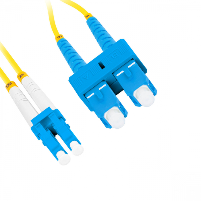 Cablu retea fibra optica cu lungime 2 m si conectori SC/UPC-LC/UPC, Lanberg Z43316, SM, DUPLEX 3.0MM G657A1 LSZH, galben [2]
