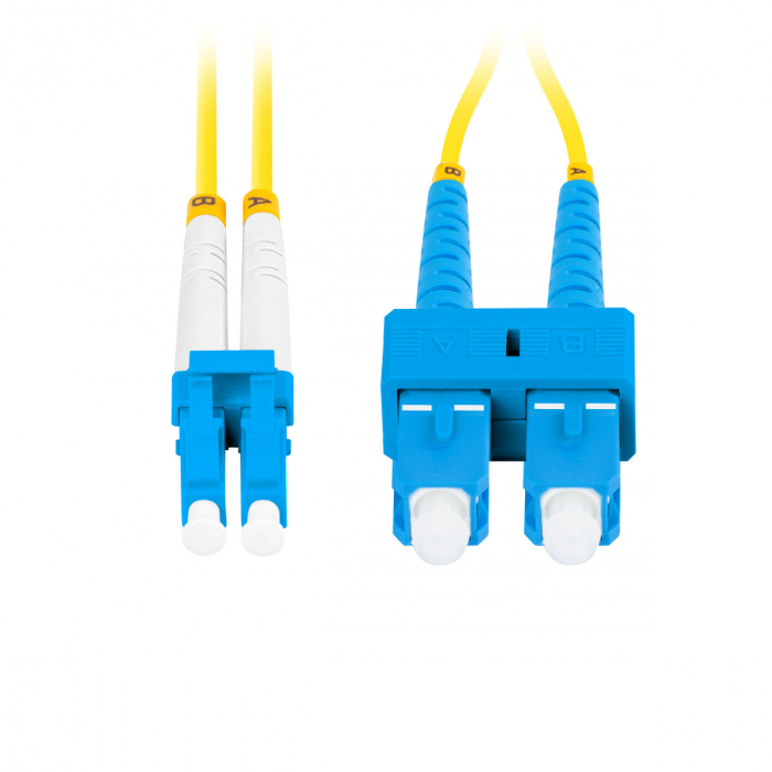 Cablu retea fibra optica cu lungime 2 m si conectori SC/UPC-LC/UPC, Lanberg Z43316, SM, DUPLEX 3.0MM G657A1 LSZH, galben [5]