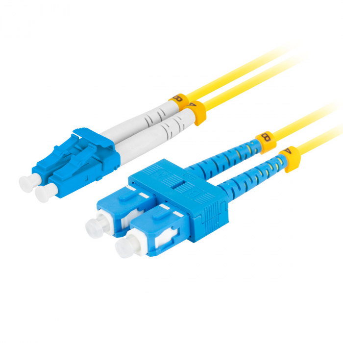 Cablu retea fibra optica cu lungime 2 m si conectori SC/UPC-LC/UPC, Lanberg Z43316, SM, DUPLEX 3.0MM G657A1 LSZH, galben [4]