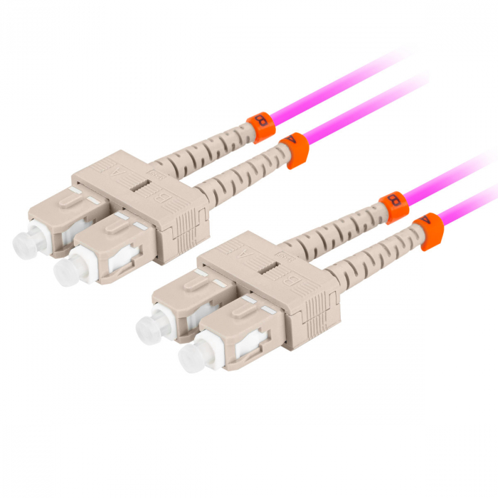 Cablu retea fibra optica cu lungime 5 m si conectori SC/UPC-SC/UPC, Lanberg Z43332, MM, DUPLEX 3.0MM OM4 50/125 LSZH, violet [4]