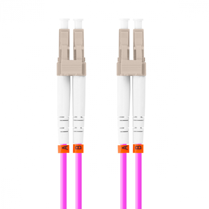 Cablu retea fibra optica cu lungime 10 m si conectori LC/UPC-LC/UPC, Lanberg Z32334, MM, DUPLEX 3.0MM OM4 50/125 LSZH, violet [1]