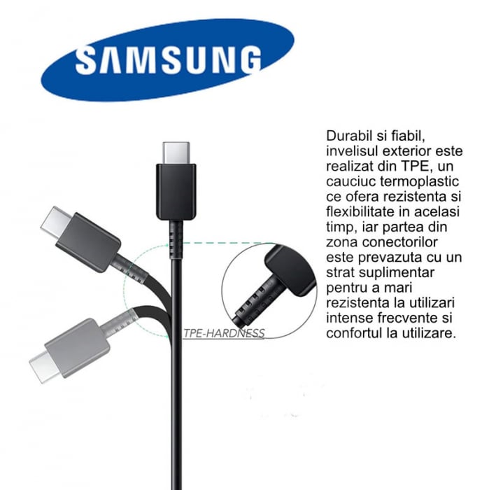Cablu Samsung EP-DG970BBE, USB tip A tata la USB tip C tata, lungime 1 m, negru [7]