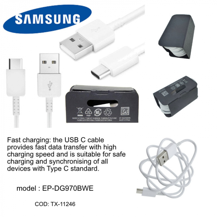 Cablu Samsung EP-DG970BWE, USB tip A tata la USB tip C tata, lungime 1 m, alb [5]