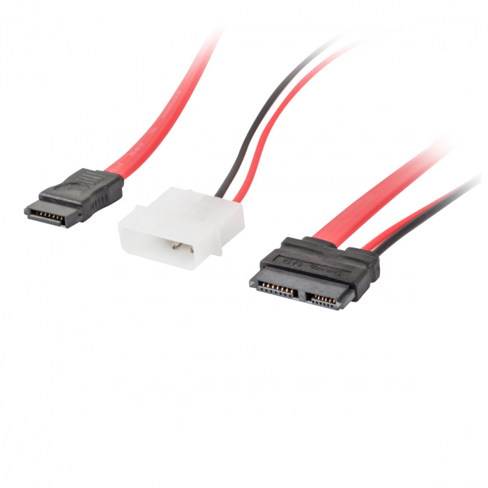Cablu SATA 7-pin mama cu Molex 2-pin tata la SATA 13-pin mama Data SlimLine, Lanberg 41317, lungime 35 cm [2]