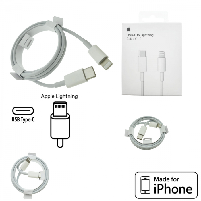 Cablu tip Lightning la USB-C, pentru Apple, A1703, 1m, alb, in blister [4]