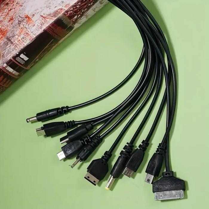 Cablu USB 10 in 1, CT101-N, alimentare de la USB, 10 conectori cu cablu, negru [2]