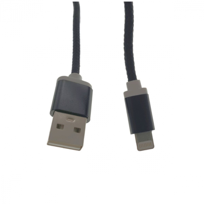Cablu USB 2.0 compatibil cu conector lightning,invelis textil,100cm,negru [2]
