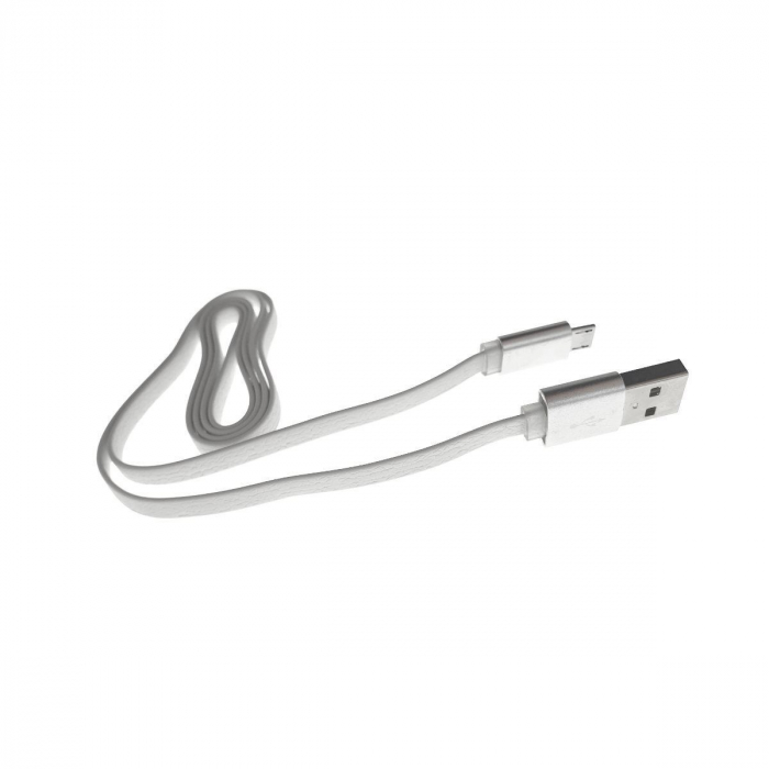 Cablu USB 2.0 la microUSB,80 cm, plat, cauciucat, alb [3]