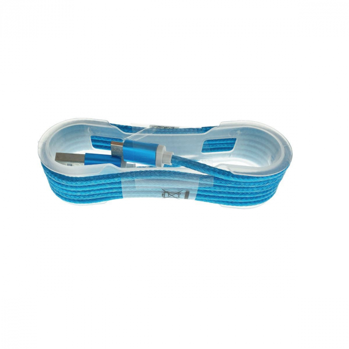 Cablu USB 2.0 la microUSB, invelis textil,130cm, albastru [5]