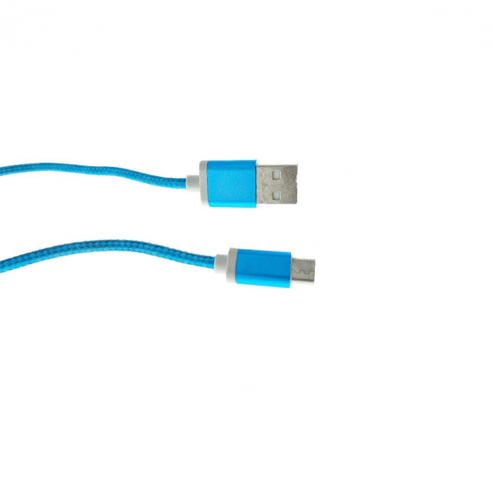 Cablu USB 2.0 la microUSB, invelis textil,130cm, albastru [4]