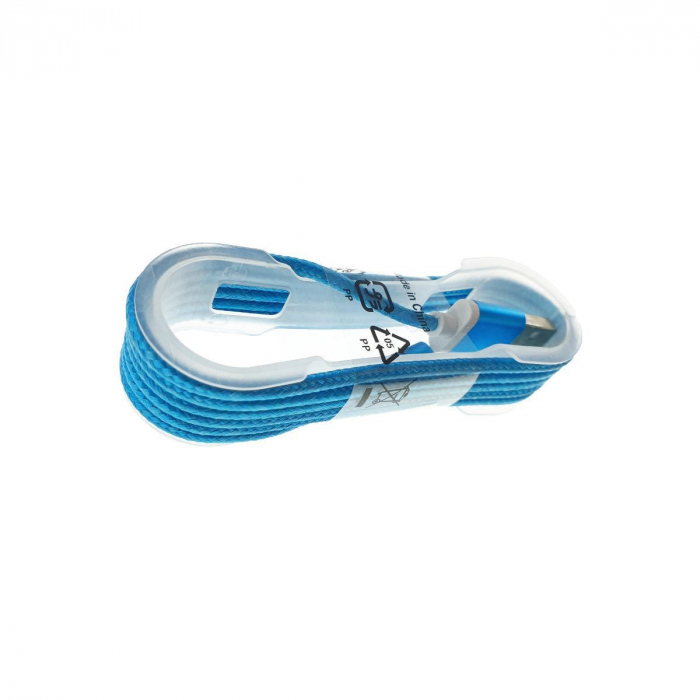 Cablu USB 2.0 la microUSB, invelis textil,130cm, albastru [3]