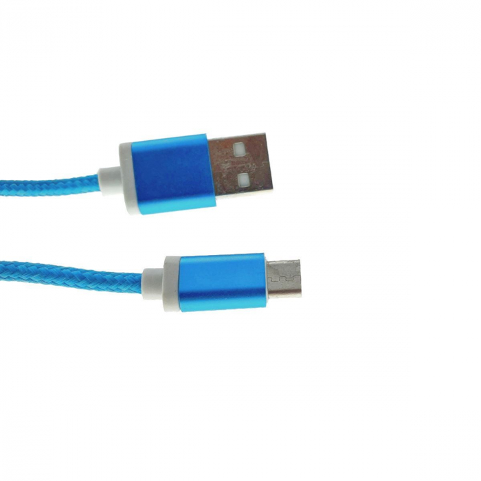 Cablu USB 2.0 la microUSB, invelis textil,130cm, albastru [2]