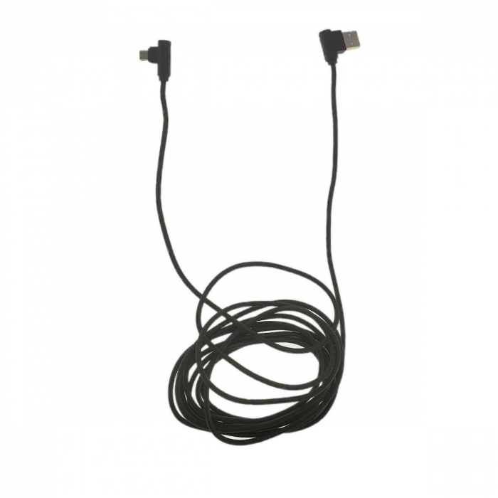 Cablu USB 2.0 la microUSB, unghi 90 grade la ambele capete, 300 cm lungime, invelis textil, negru [4]