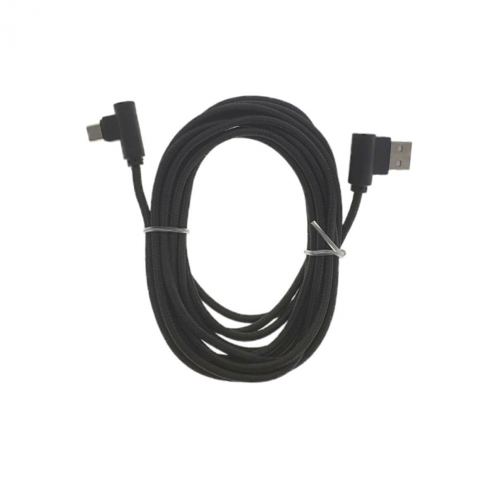 Cablu USB 2.0 la microUSB, unghi 90 grade la ambele capete, 300 cm lungime, invelis textil, negru [2]
