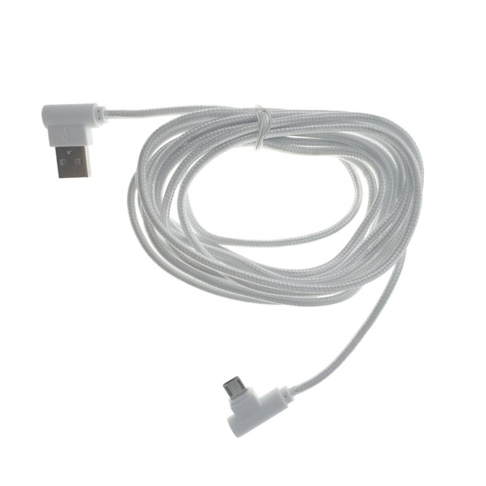 Cablu USB 2.0 la USB tip C, unghi 90 grade la ambele capete, 300 cm lungime, invelis textil, alb [1]