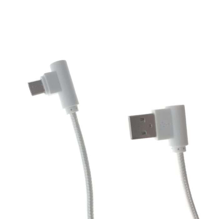 Cablu USB 2.0 la USB tip C, unghi 90 grade la ambele capete, 300 cm lungime, invelis textil, alb [2]
