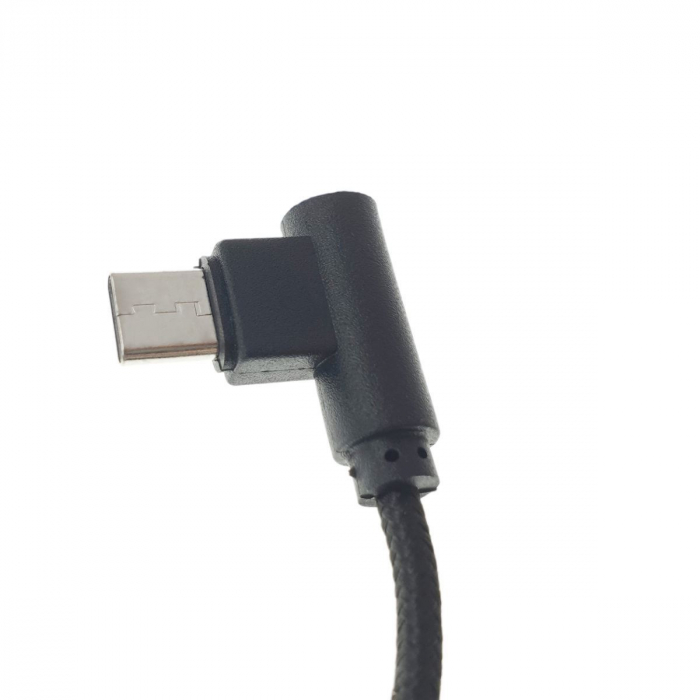 Cablu USB 2.0 la USB tip C, unghi 90 grade la ambele capete, 300 cm lungime, invelis textil, negru [2]