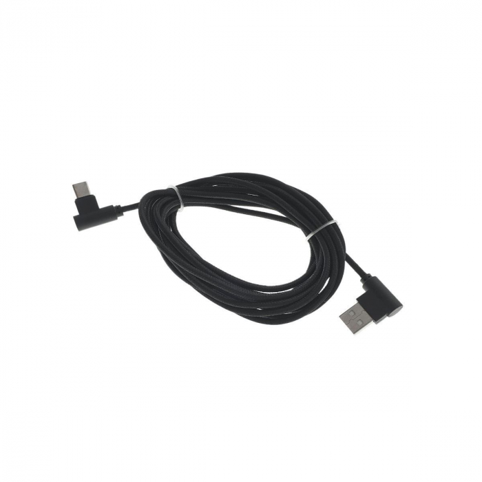 Cablu USB 2.0 la USB tip C, unghi 90 grade la ambele capete, 300 cm lungime, invelis textil, negru [4]
