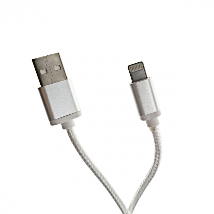 Cablu USB 2.0 lightning,invelis textil,100cm,alb [2]