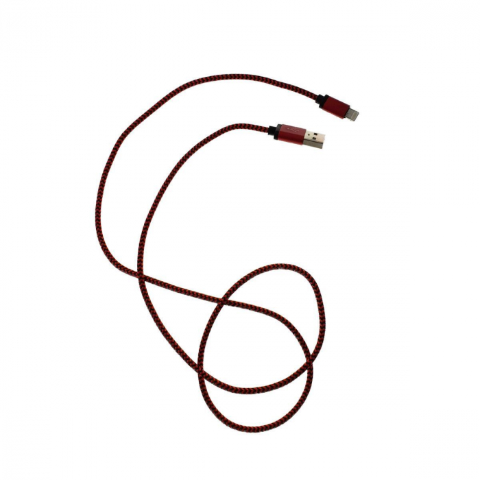 Cablu USB 2.0 la Lightning - Înveliș Textil Roșu/Negru, 100cm - Rezistent & Rapid [3]