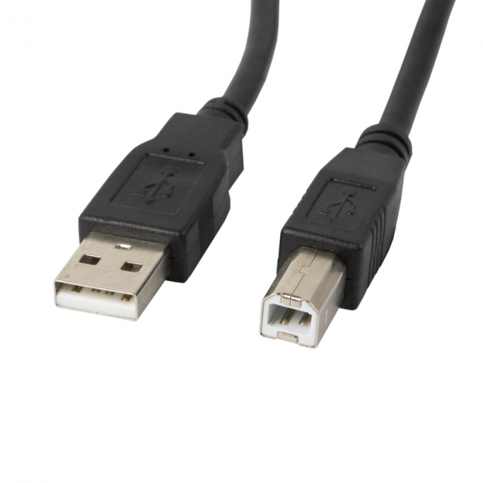 Cablu USB 2.0 pentru imprimanta, Lanberg 41350, lungime 3 m, cu miez de ferita, USB-A tata la USB-B tata, negru [2]