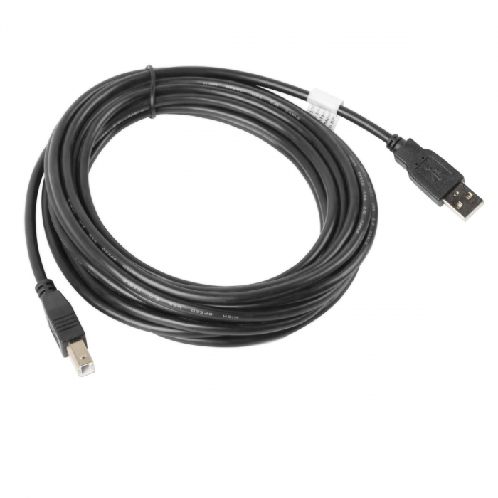Cablu USB 2.0 pentru imprimanta, Lanberg 41354, lungime 5 m, USB-A tata la USB-B tata, negru [1]