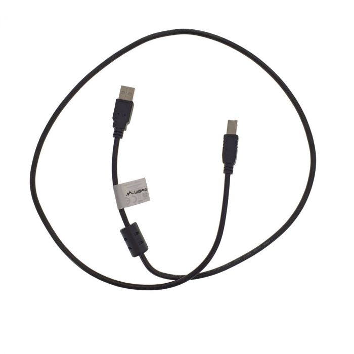 Cablu USB 2.0 pentru imprimanta, Lanberg 42864, lungime 100cm, cu miez de ferita, USB-A tata la USB-B tata, negru [3]