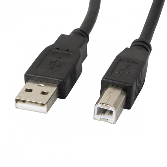 Cablu USB 2.0 pentru imprimanta, Lanberg 42864, lungime 100cm, cu miez de ferita, USB-A tata la USB-B tata, negru [2]