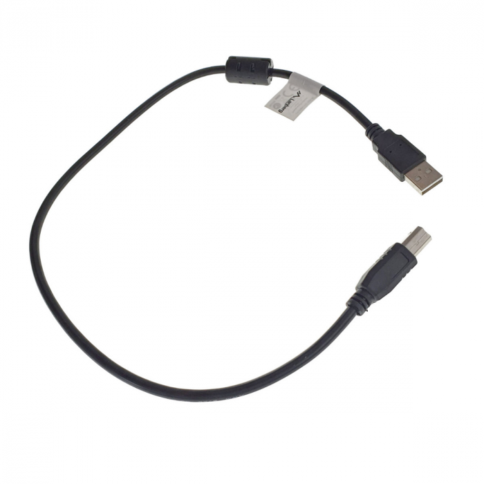 Cablu USB 2.0 pentru imprimanta, Lanberg 42865, lungime 50cm, cu miez de ferita, USB-A tata la USB-B tata, negru [4]