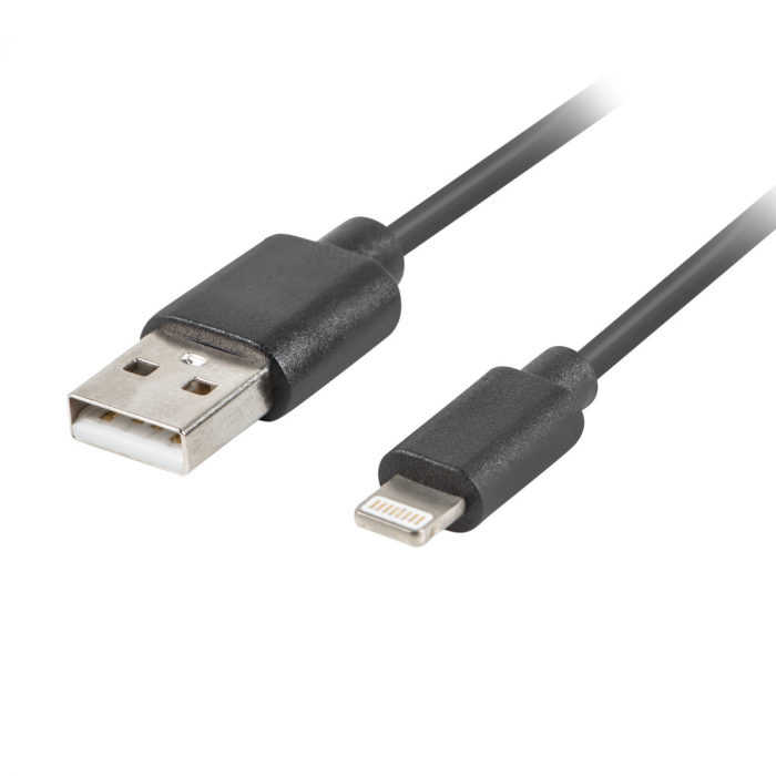 Cablu USB 2.0 tata la 8-pin Lightning tata, Lanberg 41638, lungime 1 metru, negru [2]