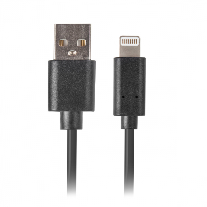 Cablu USB 2.0 tata la 8-pin Lightning tata, Lanberg 41638, lungime 1 metru, negru [1]